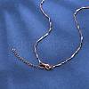 Brassl Twisted Bar Link Chain Necklaces for Men Women NJEW-G160-15RG-1