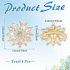 4Pcs 1-Hole Brass Pave Clear Cubic Zirconia Buttons BUTT-MA0001-15A-G-2