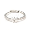 Clear Cubic Zirconia Initial Letter Adjustable Ring RJEW-C052-01P-W-2