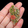 Natural Unakite Carved Healing Leaf Stone PW-WG31545-09-1