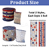 2 Rolls 2 Styles Independence Day Themed Cloth Ribbon OCOR-GF0004-51B-2