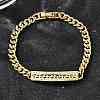 Brass Micro Pave Clear Cubic Zirconia Rectangle Link Bracelets BJEW-F498-01B-G-3