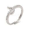 Rack Plating Brass Cubic Zirconia Arabic Letters Adjustable Rings for Women RJEW-S407-10P-03-1