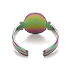 Ion Plating(IP) Rainbow Color 304 Stainless Steel Oval Watch Shape Open Cuff Ring for Women RJEW-C025-04M-3