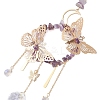 Iron Butterfly & Natural Amethyst Chip Ring Pendant Decorations HJEW-TA00244-4
