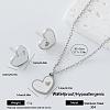 304 Stainless Steel Enamel Heart Pendant Necklace & Stud Earrings Set for Women AP1846-1-1