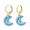 Crescent Moon Real 18K Gold Plated Brass Dangle Leverback Earrings EJEW-L268-031G-01-1