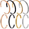 4Pcs 4 Colrs C-Shaped 201 Stainless Steel Grooved Cuff Bangles BJEW-SC0001-66-7