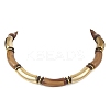 12MM Two Tone Acrylic & CCB Plastic & Coconut Curved Tube Beaded Necklaces for Women NJEW-JN05373-01-2