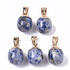 Top Golden Plated Natural Blue Spot Jasper Pendants G-T131-03E-1