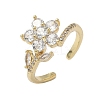 Brass Micro Pave Cubic Zirconia Cuff Rings for Women RJEW-H256-05G-4