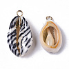 Printed Natural Cowrie Shell Pendants X-SSHEL-R047-02-A01-3