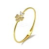 Rack Plating Brass Pave Clear Cubic Zirconia Clover & Heart Hinged Bangles BJEW-H616-01G-1