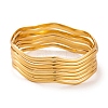 7Pcs PVD Vacuum Plating 304 Stainless Steel Wave Bangles Set for Women BJEW-A011-10C-G-1