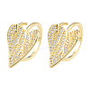 Clear Cubic Zirconia Heart Leaf Open Cuff Ring RJEW-T016-42G-2