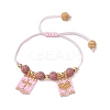 Natural Lava Rock & Natural Rose Quartz & Glass Seed Beaded Braided Bracelets BJEW-MZ00063-02-1