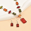 Rectangle Horse Eye Alloy & Resin Pendant Necklaces & Dangle Earrings Sets FS-WGE4E7B-01-1