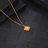 Natural Rose Quartz Rhombus Pendant Necklace with Brass Chains VW7781-1-2