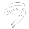 304 Stainless Steel Snake Chain Lariat Necklaces with Teardrop Ends NJEW-D300-02P-4
