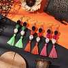3 Pairs 3 Colors Halloween Skull Synthetic Dyed Turquoise Dangle Earrings EJEW-JE05883-2