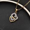 304 Stainless Steel Crystal Rhinestone Heart Pendant Cable Chain Necklaces for Women NJEW-Z056-01E-G-3