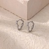304 Stainless Steel Hammered Heart Hoop Earrrings EJEW-U065-02A-P-1