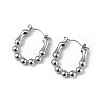 Non-Tarnish 304 Stainless Steel Round Beaded Hoop Earrings for Women EJEW-I284-17P-1
