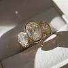 Oval Brass Pave Clear Cubic Zirconia Finger Rings FS-WGDCBD8-03-1
