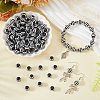 200Pcs Round Striped Resin Beads RESI-PA0001-17-4