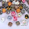 Colorful Pattern Printed Silicone Focal Beads SI-JX0022A-08-2