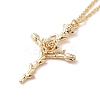 304 Stainless Steel Cross with Flower Pendant Necklaces for Women NJEW-A020-03A-G-1