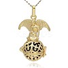 Golden Tone Brass Hollow Round Cage Pendants KK-J242-04G-1
