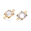 Brass Clear Cubic Zirconia Connector Charms KK-T070-11C-2