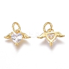 Brass Micro Pave Clear Cubic Zirconia Charms ZIRC-O035-26G-2