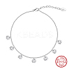 925 Sterling Silver Cable Chain Anklet AJEW-Z029-13P-1