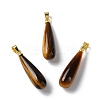 Natural Tiger Eye Teardrop Pendants G-Q005-03G-02-1