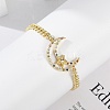 Brass Micro Pave Clear Cubic Zirconia Link Bracelets LS-BJEW-M050-03G-01-3