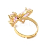 Adjustable Brass Glass Finger Rings RJEW-P148-A01-21-3