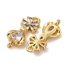 Brass Pave Clear Cubic Zirconia Flower Connector Charms KK-P308-43G-2