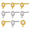 8 Pair 2 Color Flat Round Brass Micro Pave Cubic Zirconia Stud Earring Findings ZIRC-SZ0005-03-1
