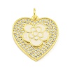 Rack Plating Heart with Flower Brass Micro Pave Clear Cubic Zirconia KK-Z053-23G-03-1