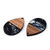 Transparent Resin & Walnut Wood Pendants RESI-N039-25A-2