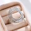 Oval 304 Stainless Steel Open Cuff Rings for Women RJEW-F174-05P-3