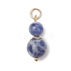 3Pcs 3 Styles Dyed Natural Quartz & Blue Spot Jasper & Lapis Lazuli Round Beaded Pendants PALLOY-JF04701-01-3