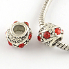 Barrel Antique Silver Plated Metal Alloy Rhinestone European Beads LS-ALRI-Q228-02A-1