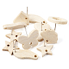 36Pcs 9 Styles Rectangle & Flower & Butterfly & Star Ash Wood Stud Earring Findings EJEW-TA0001-19-3