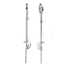 304 Stainless Steel Crystal Rhinestone Moon with Star Tassel Hoop Earrings EJEW-G453-03P-4