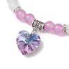 Baking Paint Imitation Jade Glass Round Beaded Charm Bracelets BJEW-JB11737-02-3