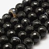 Faceted Natural Black Agate Beads Strands X-G-F447-6mm-H05-1