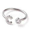 Brass Micro Pave Clear Cubic Zirconia Cuff Rings RJEW-Z005-C-P-1